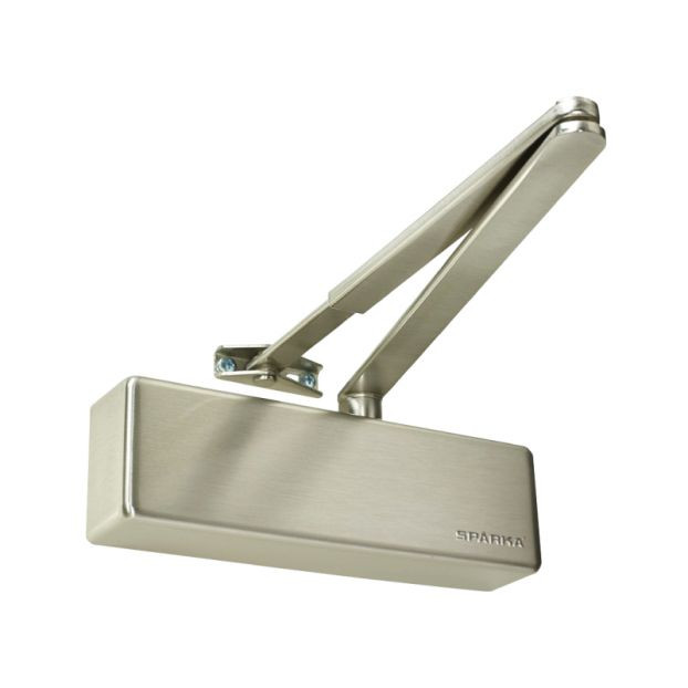 Photograph of Sparka UK S-10 Overhead Door Closer, Satin Nickel, Silver, EN 3, 950mm Width