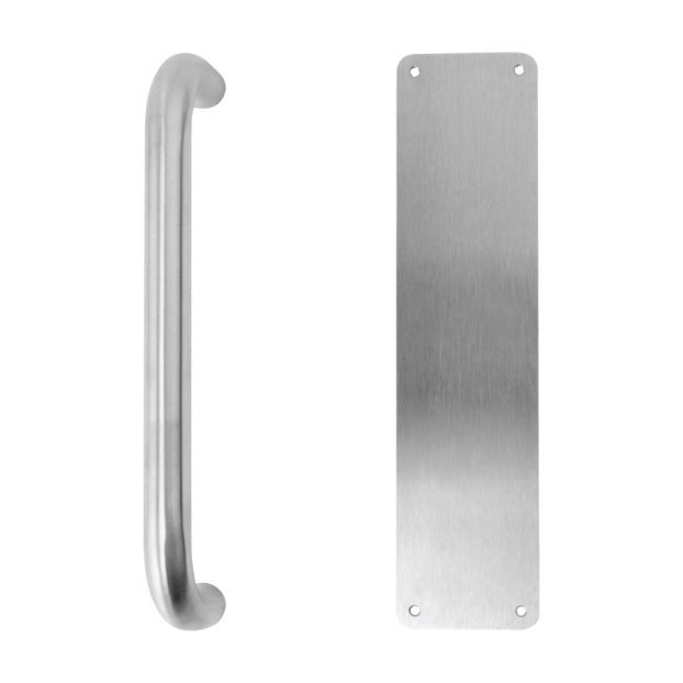 Photograph of PUSH PLATE & PULL HAND DOOR PK 19MM X 300MM C & 350X75 PUS PLAT