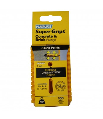Photograph of PLASPLUGS SUPERGRIP FIXINGS YELLOW CLIP OF 100 SYP501