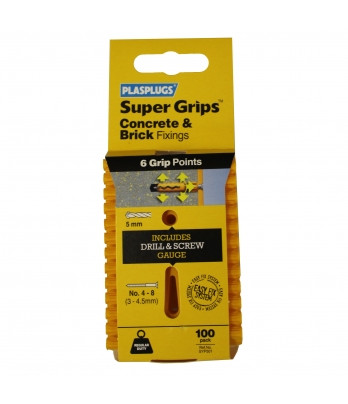 Further photograph of PLASPLUGS SUPERGRIP FIXINGS YELLOW CLIP OF 100 SYP501