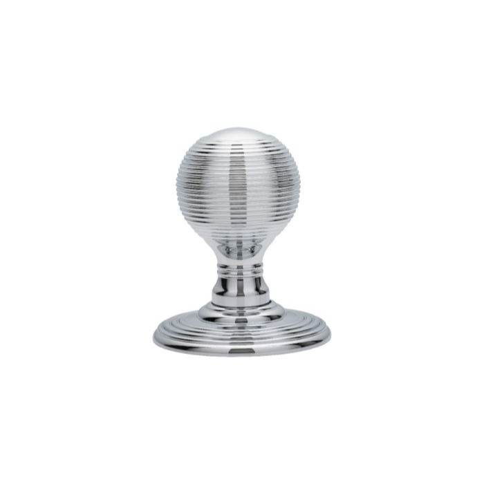 Photograph of Sterling Delamain Reeded Knob, Brass, Polished Chrome, 70mm (Dia) x 82mm