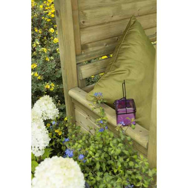 Further photograph of Forest Garden Natural Timber Venetian Corner Arbour 2334 x 1608 x 2500mm