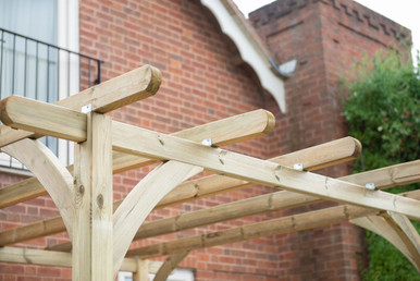 Further photograph of Forest Garden Natural Timber Ultima Pergola and Patio Decking Kit - 2.4 x 4.9m (5209 x 3050 x 2503mm) FSC