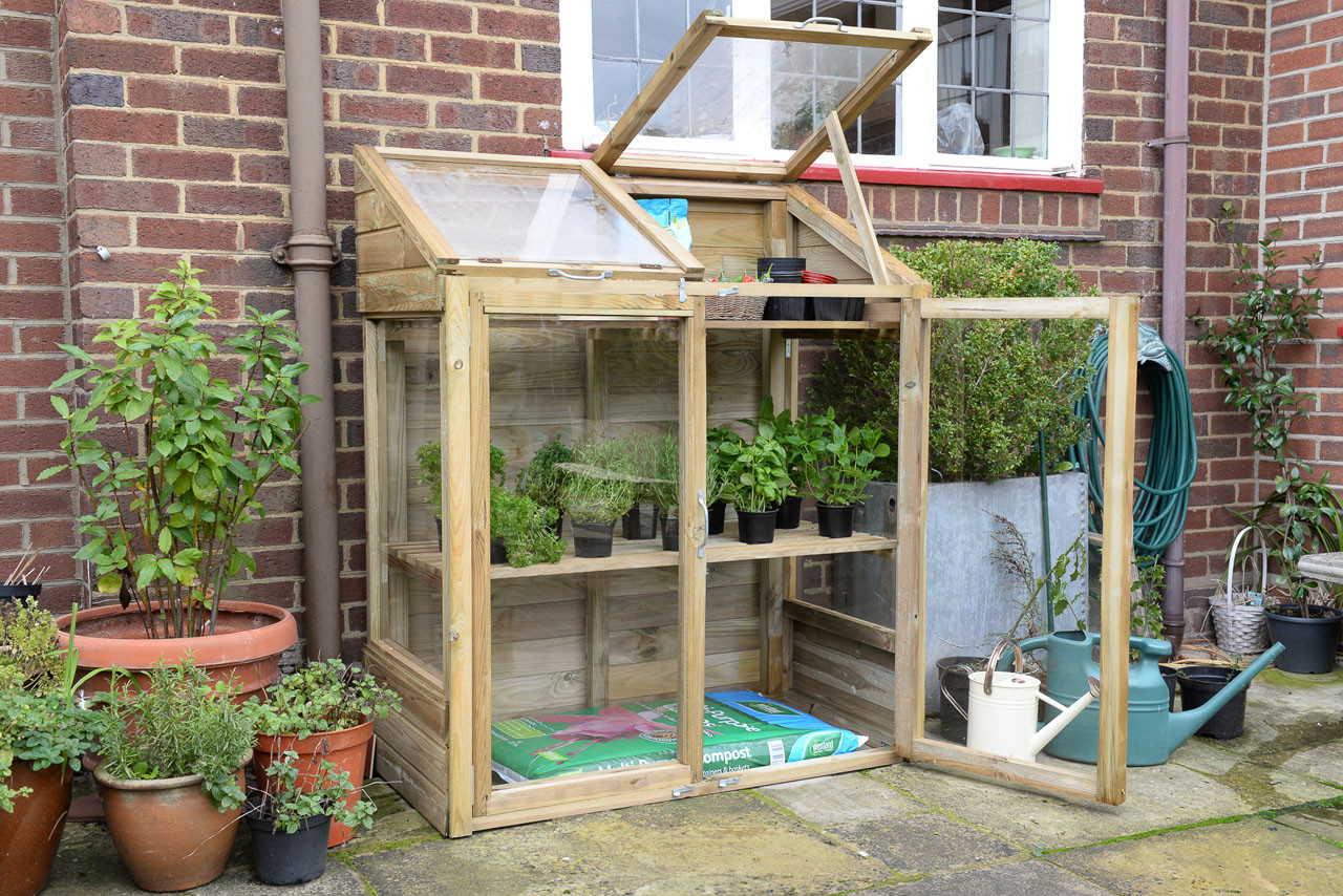 Photograph of Forest Garden Natural Timber Mini Greenhouse 1200 x 624 x 1443mm FSC