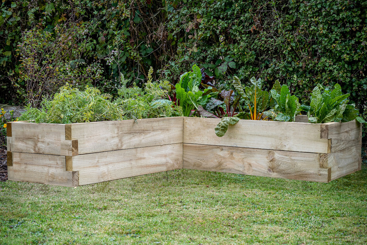 Photograph of Forest Garden Caledonian Corner Raised Bed 160mm x 280mm x 1300mm