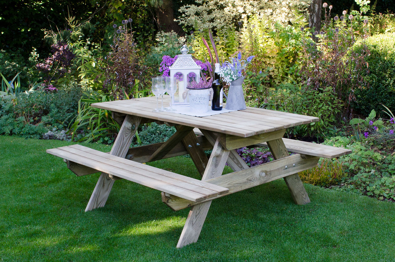 Photograph of Forest Garden Small Rectangular Picnic Table 125mm x 1500mm x 740mm