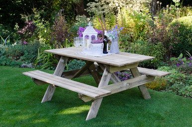 Forest Garden Small Rectangular Picnic Table 125mm x 1500mm x 740mm