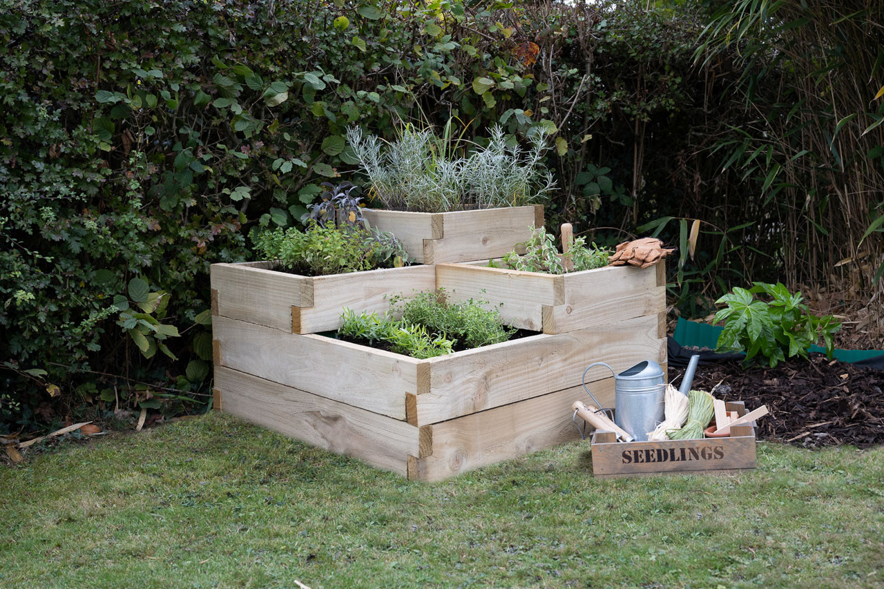 Photograph of Forest Garden Caledonian Tiered Raised Bed 320mm x 280mm x 900mm