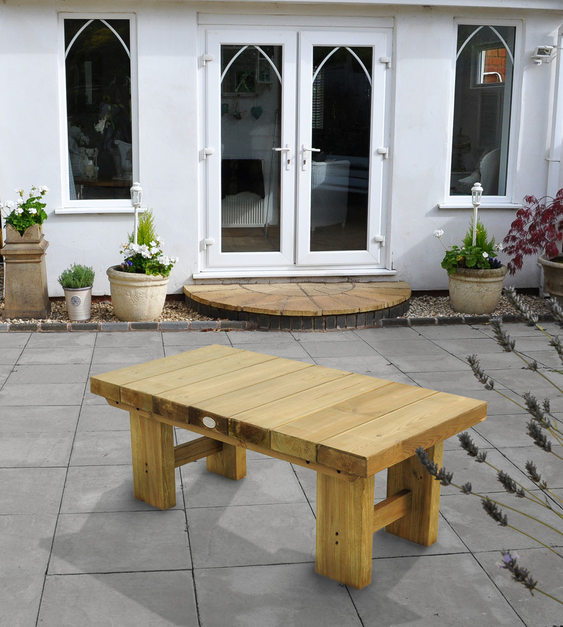 Photograph of Forest Garden Low Level Sleeper Table 130mm x 1225mm x 600mm