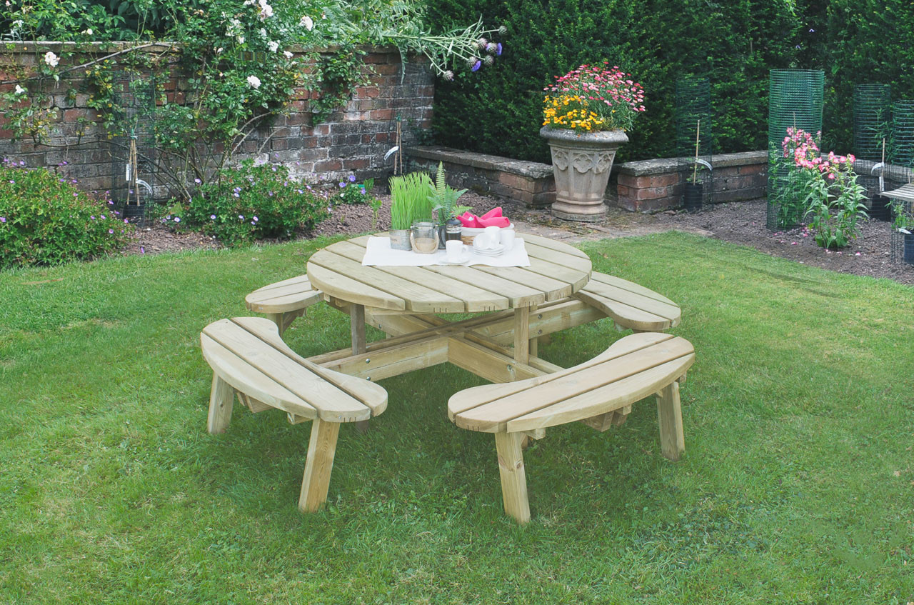 Photograph of Forest Garden Circular Picnic Table 200mm x 1200mm x 1980mm