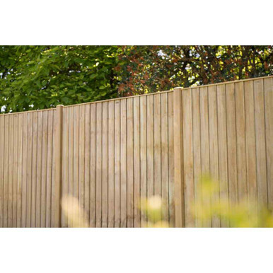 Further photograph of Forest Garden 6ft x 5ft (1.83m x 1.54m) Pressure Treated Vertical Board Fence Panel - Pack of 3