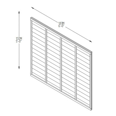 Further photograph of Forest Garden 6ft x 5ft (1.83m x 1.52m) Pressure Treated Superlap Fence Panel - Pack of 3