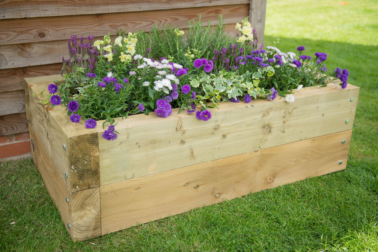 Photograph of Forest Garden Sleeper Raised Bed 300mm x 400mm x 1200mm