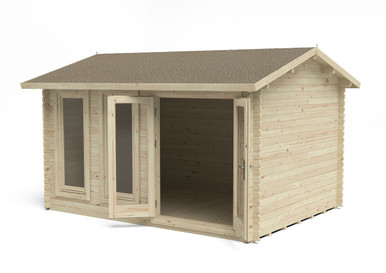 Further photograph of Forest Garden Chiltern 4.0m x 3.0m Log Cabin with Apex Roof, Double Glazed, Felt Shingles and Underlay