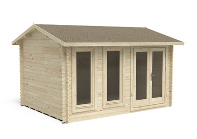 Further photograph of Forest Garden Chiltern 4.0m x 3.0m Log Cabin with Apex Roof, Single Glazed, 24kg Felt and Underlay