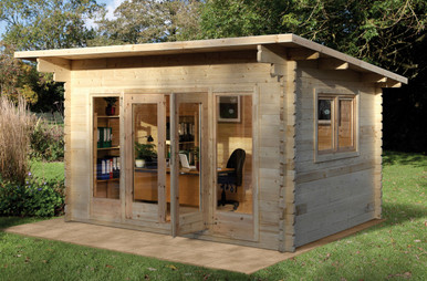 Further photograph of Forest Garden Melbury 4.0m x 3.0m Log Cabin with Pent Roof, Double Glazed, 24kg Polyester Felt and Underlay