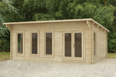 Further photograph of Forest Garden Wolverley 6.0m x 4.0m Log Cabin with Pent Roof, Double Glazed, 24kg Polyester Felt