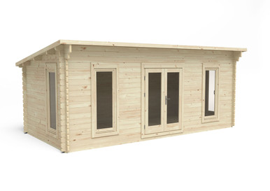 Further photograph of Forest Garden Arley 6.0m x 3.0m Cabin with Pent Roof, Double Glazed, 24kg Polyester Felt (Installed)