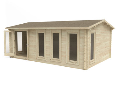 Further photograph of Forest Garden Blakedown 6.0m x 4.0m Log Cabin with Apex Roof, Double Glazed, 24kg Polyester Felt (Installed)