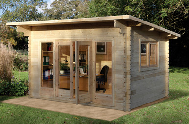 Forest Garden Melbury 4.0m x 3.0m Log Cabin with Pent Roof, Double Glazed, 24kg Polyester Felt and Underlay (Installed)
