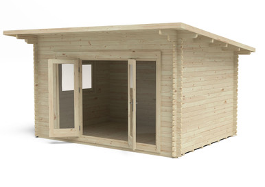 Further photograph of Forest Garden Melbury 4.0m x 3.0m Log Cabin with Pent Roof, Single Glazed, 24kg Polyester Felt (Installed)