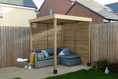 Further photograph of Forest Garden Natural Timber Modular Pergola with 2 Side Panel Packs 1970 x 1970 x 2045mm