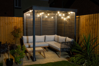 Further photograph of Forest Garden Natural Timber Modular Pergola with 2 Side Panel Packs 1970 x 1970 x 2045mm