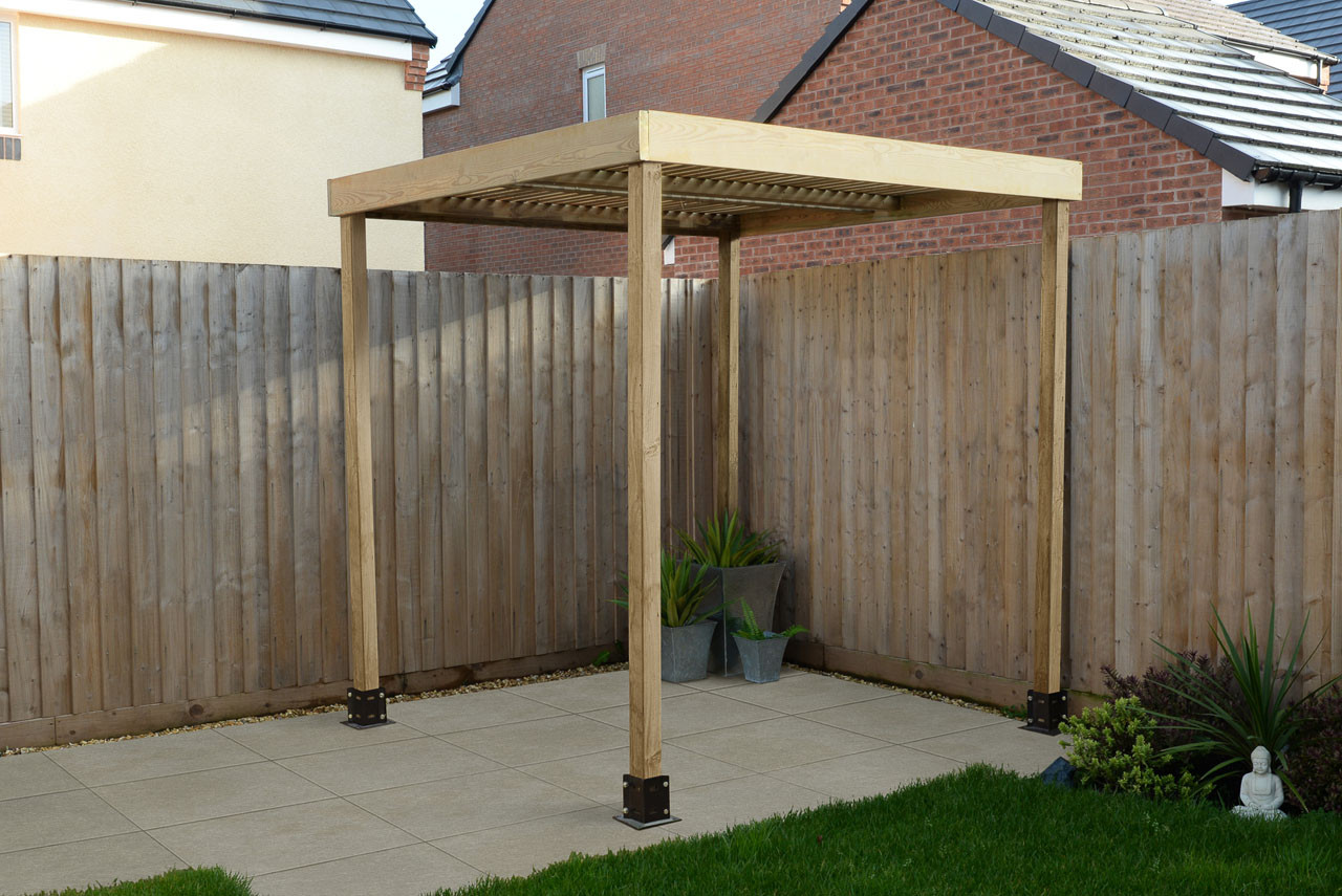 Photograph of Forest Garden Natural Timber Modular Pergola No Sides 1970 x 1970 x 2045mm FSC