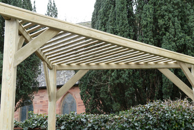 Further photograph of Forest Garden Natural Timber Slatted Corner Pergola 2940 x 1470 x 2130mm