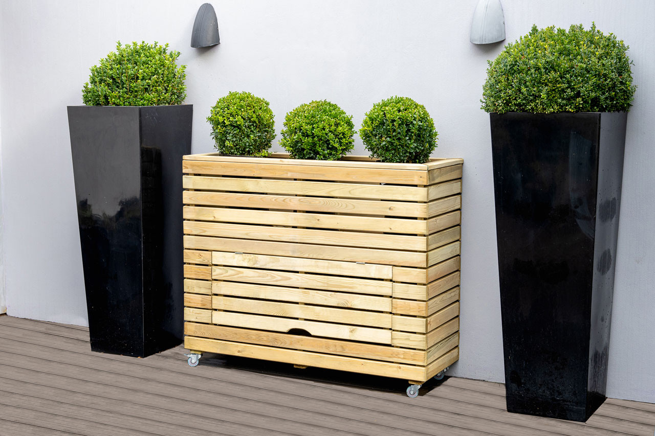 Photograph of Forest Garden Tall Linear Planter with Wheels 182mm x 275mm x 1200mm