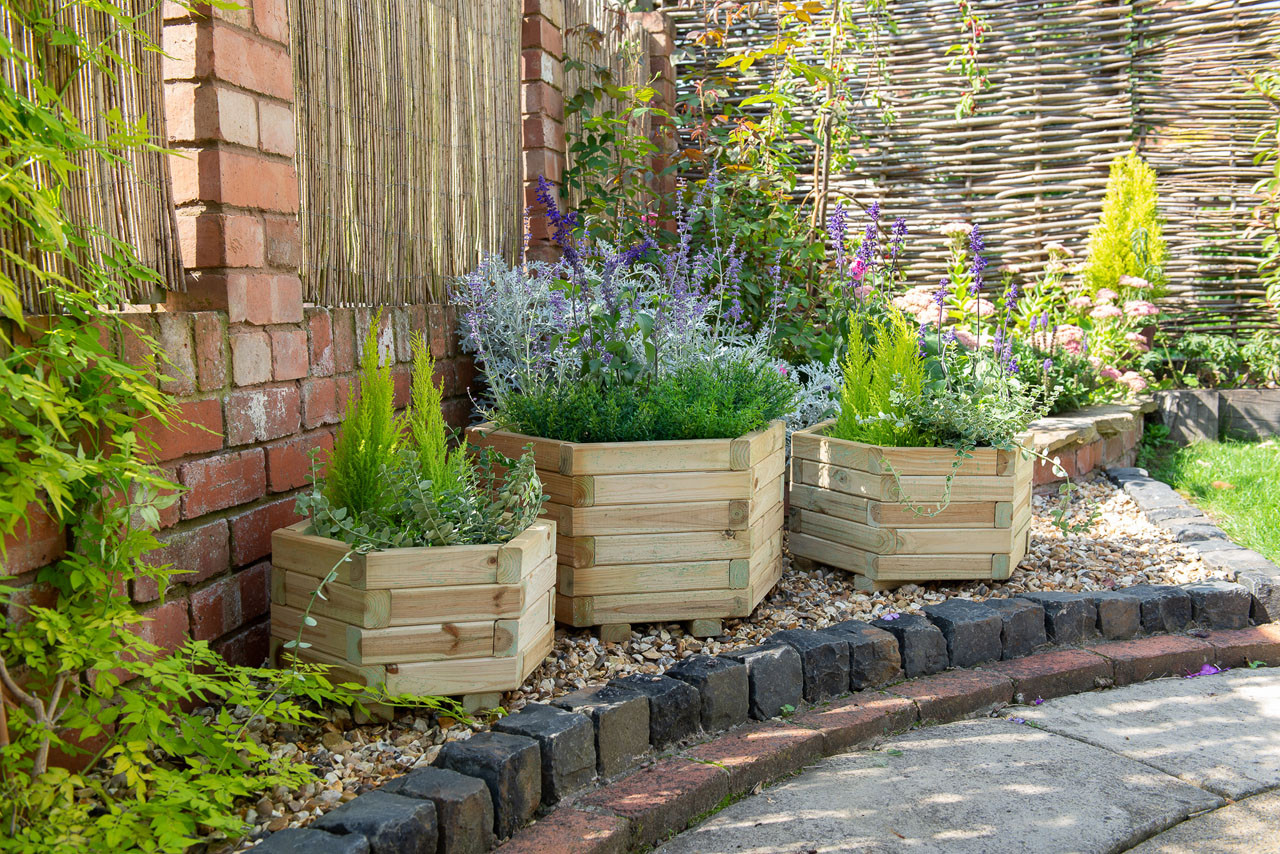 Photograph of Forest Garden York Hexagonal Planter - Set of 3 330mm x 600mm x 520mm