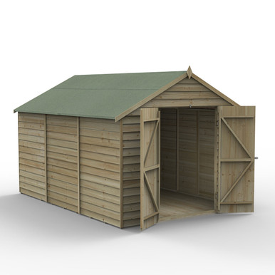 Forest Garden Overlap Pressure Treated 8ft x 12ft Apex Shed with No Windows and Double Door
