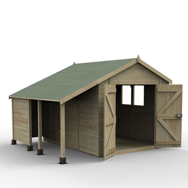 Further photograph of Forest Garden Timberdale 10ft x 8ft Dble Dr Apex Shed with Double Door and Log Store