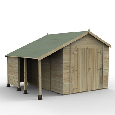 Further photograph of Forest Garden Timberdale 10ft x 8ft Dble Dr Apex Shed with Double Door and Log Store