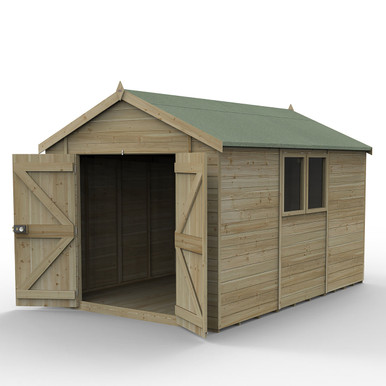 Forest Garden Timberdale 12ft x 8ft  Apex Shed with Double Door (Installed)