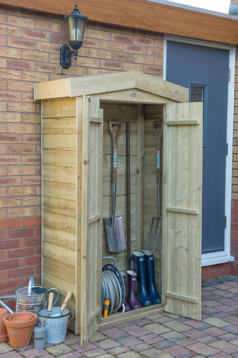 Further photograph of Forest Garden Apex Pressure Treated Tall Garden Store (Installed)