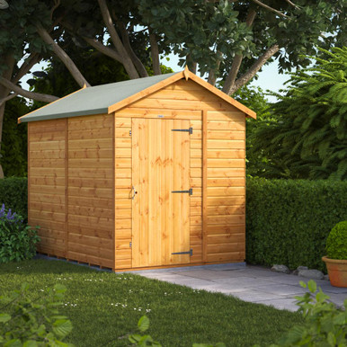 Further photograph of 8x6 Power Apex Shiplap Dip Treated Windowless Shed