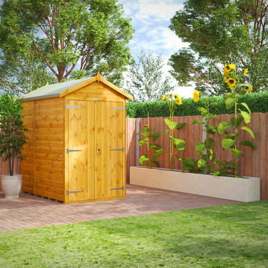 Further photograph of 6x4 Power Double Door Apex Shiplap Dip Treated Windowless Shed