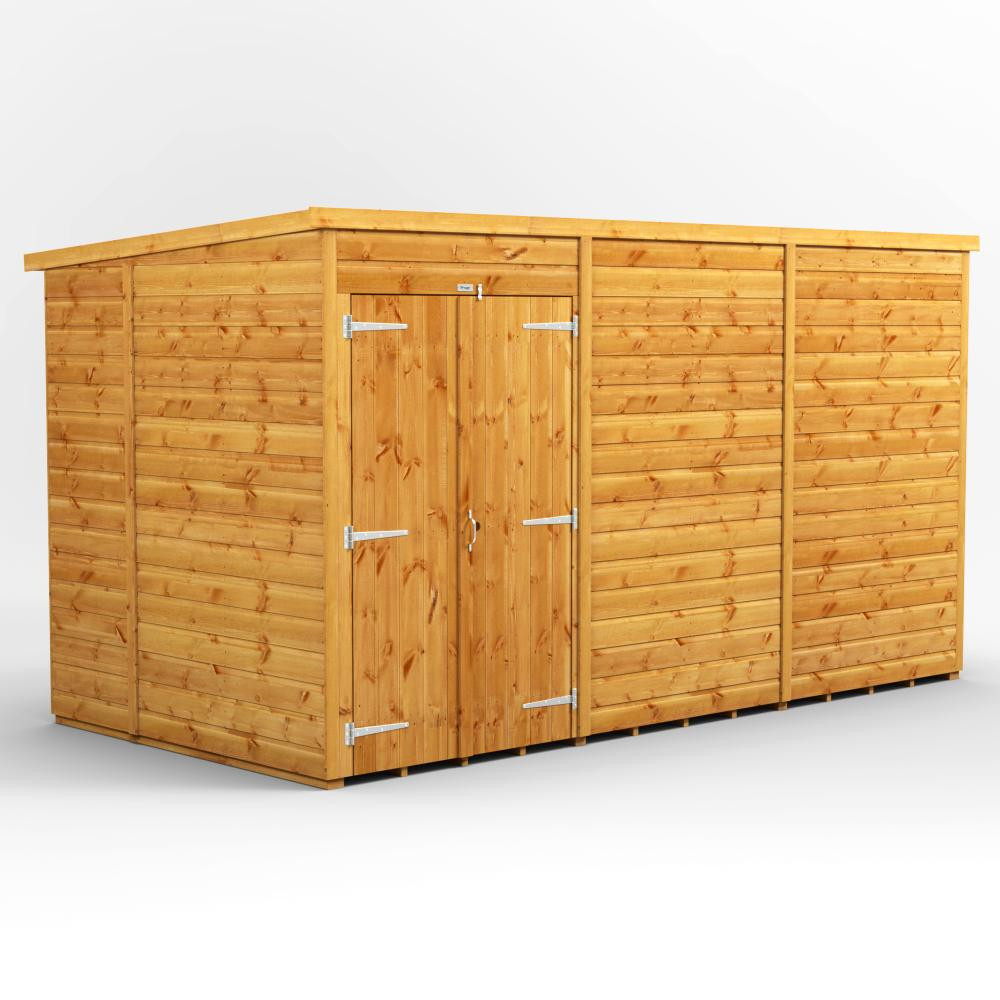 Photograph of 12x6 Power Double Door Pent Shiplap Dip Treated Windowless Shed