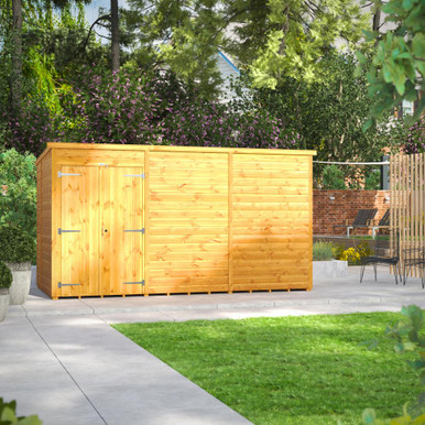 Further photograph of 12x6 Power Double Door Pent Shiplap Dip Treated Windowless Shed