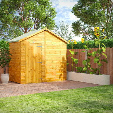 Further photograph of 4x8 Power Apex Shiplap Dip Treated Windowless Shed