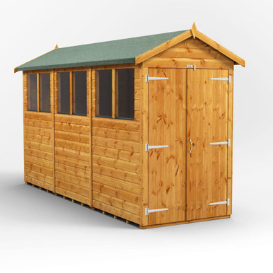 12x4 Power Double Door Apex Shiplap Dip Treated Shed