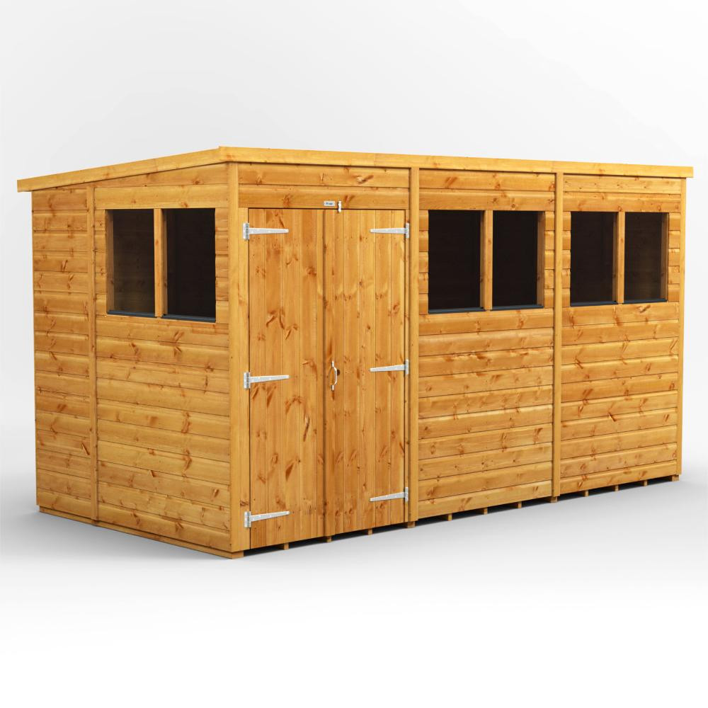 Photograph of 12x6 Power Double Door Pent Shiplap Dip Treated Shed