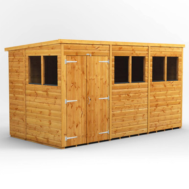 12x6 Power Double Door Pent Shiplap Dip Treated Shed