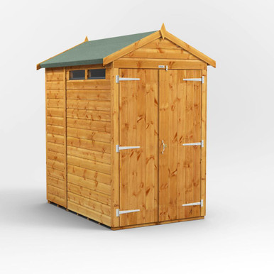 6x4 Power Double Door Apex Shiplap Dip Treated Security Shed