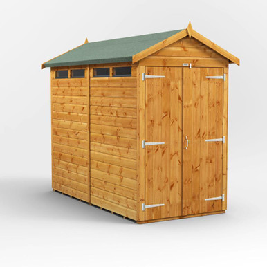 8x4 Power Double Door Apex Shiplap Dip Treated Security Shed