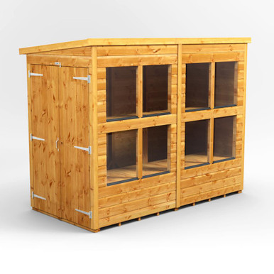 8x4 Power Double Door Pent Potting Shed product image