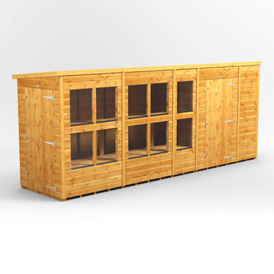 16x4 Power Pent Potting with 6 Side Store Combi 10 x Windows Golden Brown with 6 Side Store product image