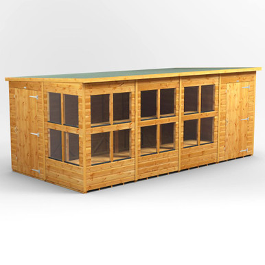 16x8 Power Pent Potting with 4 Side Store Combi 16 x Windows Golden Brown with 4 Side Store product image