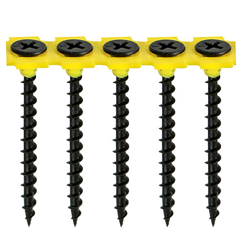 Photograph of Collated Drywall Timber Stud Plasterboard Screws PH Bugle Coarse Thread Black 3.5mm x 35mm (Box of 1000)